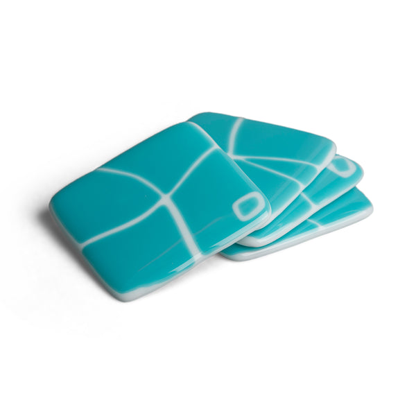 Turquoise and White Mod Squad Coaster Set