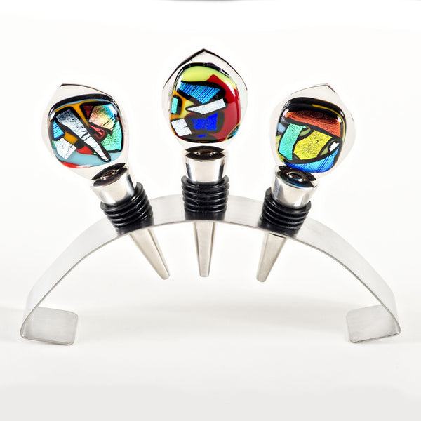 Set of Three Mardi Gras- Style Winestoppers