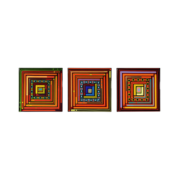 Log Cabin Square Triptych