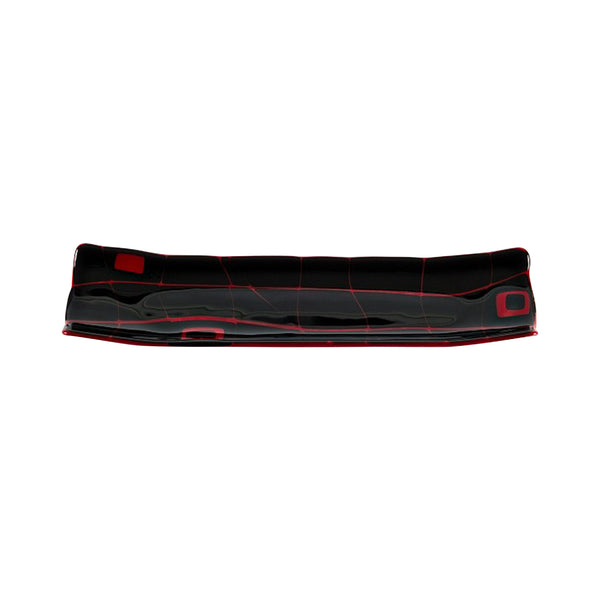 Helen Rudy Glass Black on Red Mod Squad Style Tray