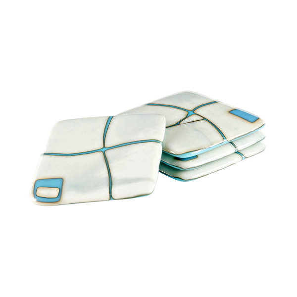 Ivory on Turquoise Mod Squad Coaster Set