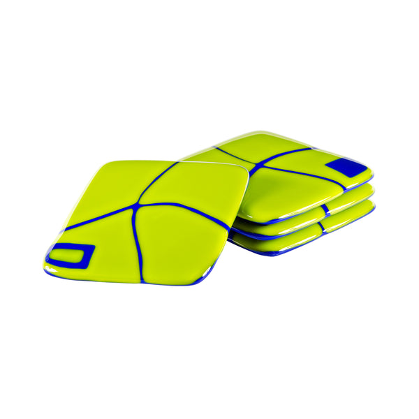 Spring Green on Cobalt Blue Mod Squad Style Coasters