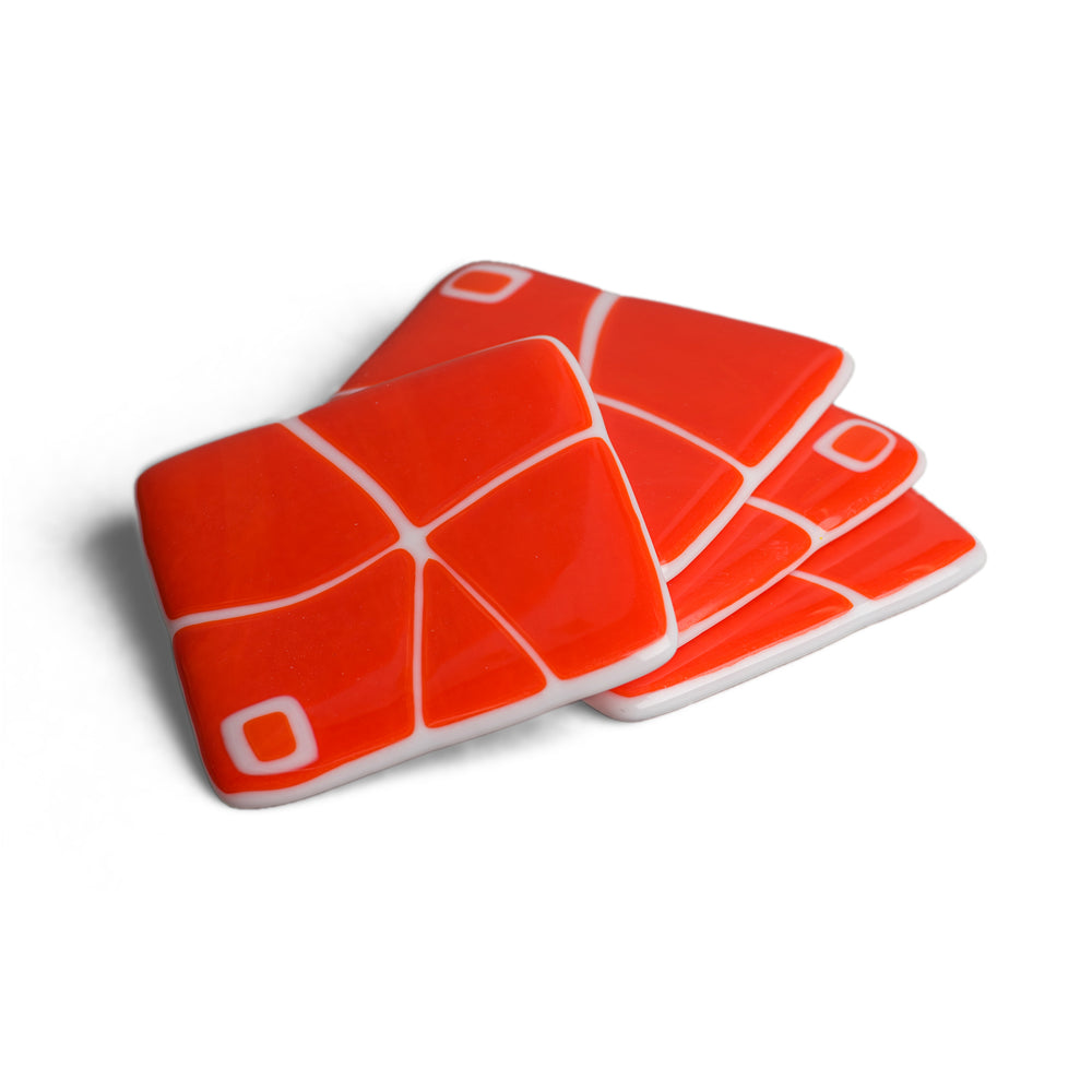 Orange and White Mod Squad Coaster Set