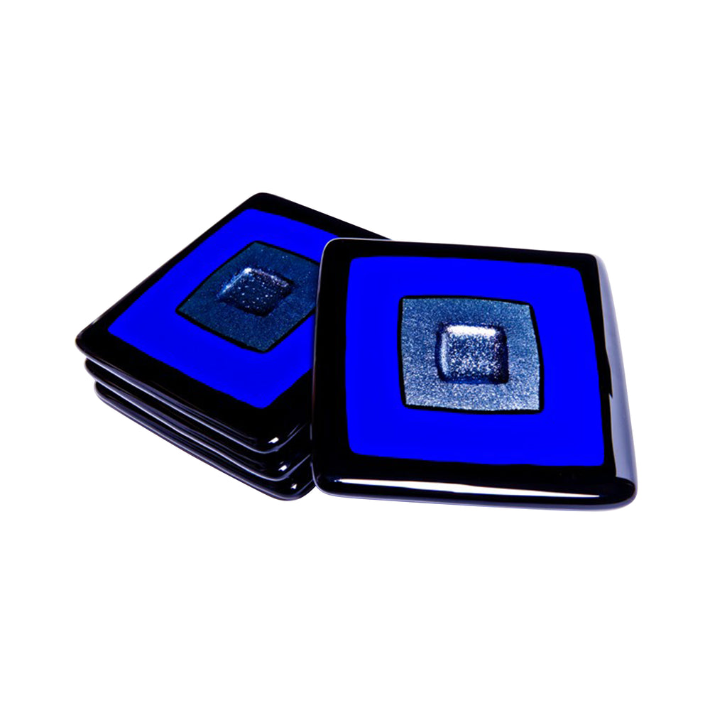 Cosmo Cobalt Blue, Silver, and Black Coasters